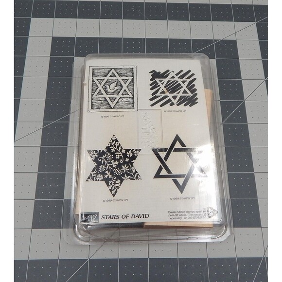 Stampin Up Stars Of David Rubber Stamp Set 1999 Wood Hebrew Religious - Picture 1 of 5